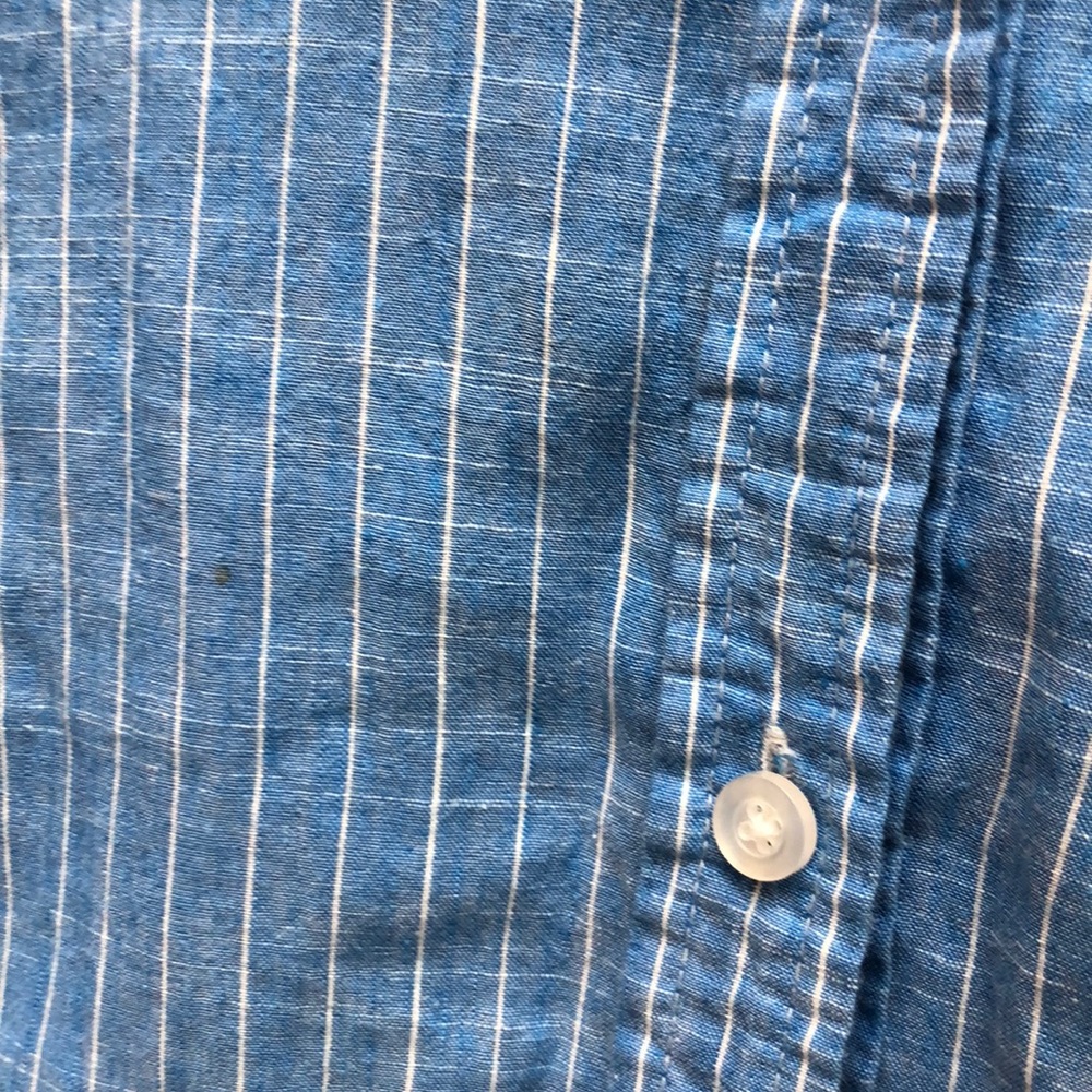 Talbots roll-up sleeve blue striped button-up top - Picture 7 of 7